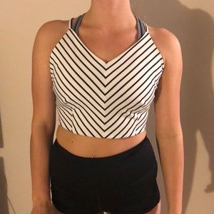 White and black striped crop top